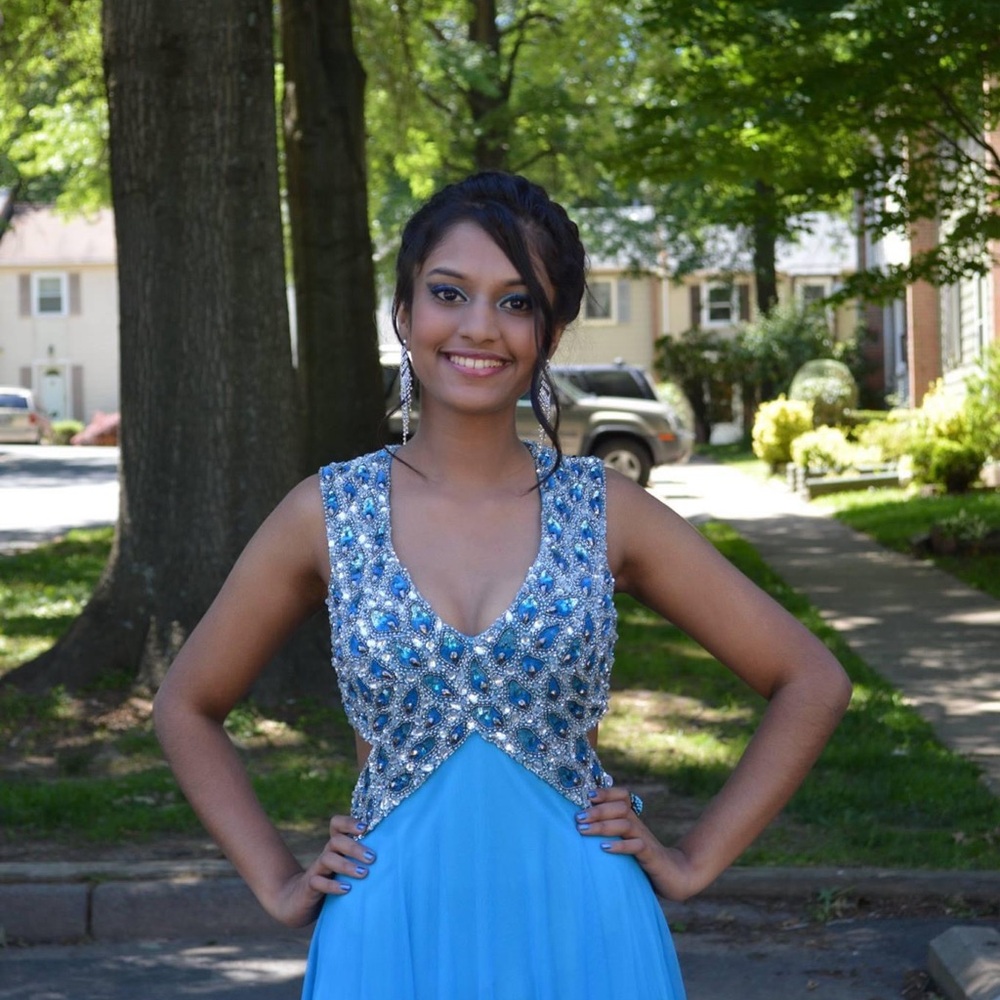 Stunning Blue Unique Prom Dress — Cinderella Prom Dress - Picture 3 of 4